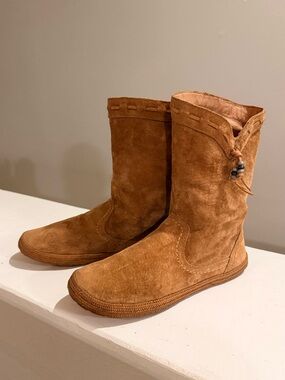 UGG Laurin Boho Moccasin Boots Chestnut Suede Womens 7 Mid Calf